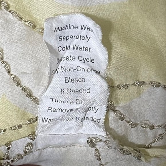 cAbi size M butter yellow floral print lightweight embroidery semi sheer top - Picture 7 of 9